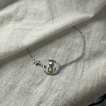 橄欖石月貓手鏈 天然水晶 橄欖石 手鏈 吸引幸運、吸引一切美好與豐盛