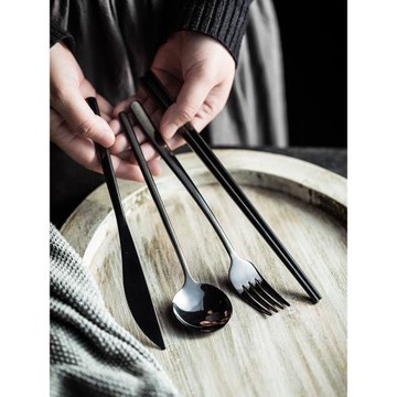 筷子勺子套裝不銹鋼便攜餐具三件套一人用西餐廳刀叉勺學生上班族