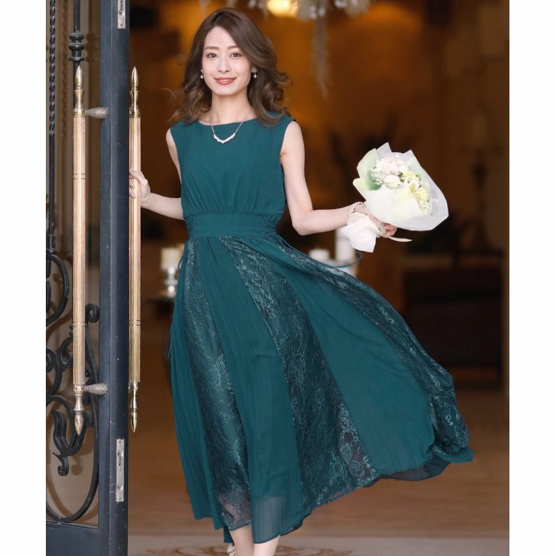 プールヴー フリルスリーブコンシャスワンピース ロングスカート 結婚式ワンピース 二次会 謝恩会 セレモニー大きいサイズ対応フォーマルパーティードレス レディース ダーク グリーン M Pourvous 通販 Lineポイント最大get Lineショッピング