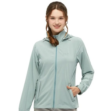 【Jack Wolfskin 飛狼】限時7折↘女 可拆帽彈性吸排遮陽外套 防曬UPF50+『湖水綠』(137650)