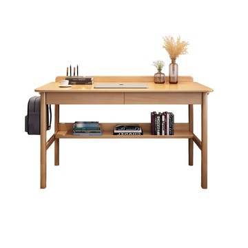 HappyLife 原木簡約雙抽書桌/140CM (Y11823)