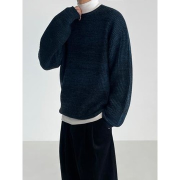 MRCYC純色百搭套頭毛衣男秋冬季韓系潮流寬松休閑內搭打底針織衫