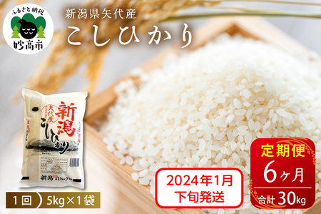 新潟県矢代産コシヒカリ5kg（計30kg）全6回※沖縄県・離島配送不可