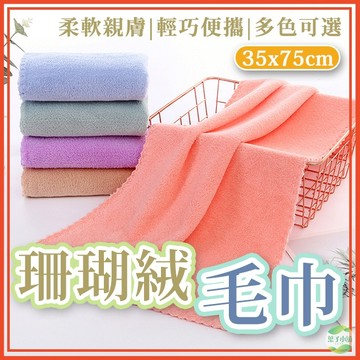珊瑚絨毛巾 毛巾 乾濕兩用 浴室 衛浴 單色毛巾 擦手巾 擦臉巾 素色毛巾 飯店毛巾