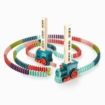 🚂紐奇多米諾小火車 電⚡動自動發牌投放 🎁兒童創意玩具 禮物 紐奇多米諾骨牌 電⚡動小火車 自動發牌投放車玩具