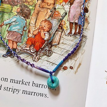 手作 枕青。天然天河石平安扣復古編織項鏈 文藝民族風 毛衣鏈