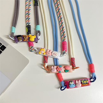 卡通公仔手機殼背夾掛繩 背帶斜跨可背掛脖繩 手機殼萬能長掛繩