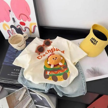 男女童夏季短袖T恤新款兒童洋氣卡通短袖寶寶上衣薄款休閑潮