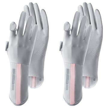 咪咪購物冰絲防曬手套2雙 涼感透氣機車手套 觸控露指騎行手套 加長護腕防曬 呵護雙手  長26 x 寬9cm  灰色