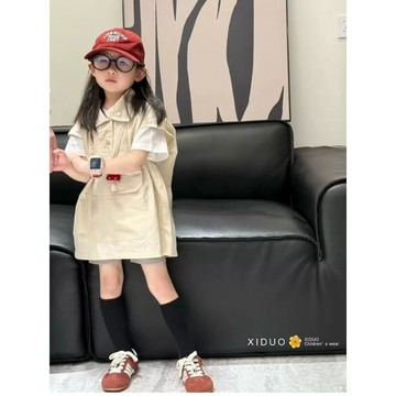 Mini baby🌷童裝兒童酷工裝背心裙女童夏季設計感長款甲連衣裙