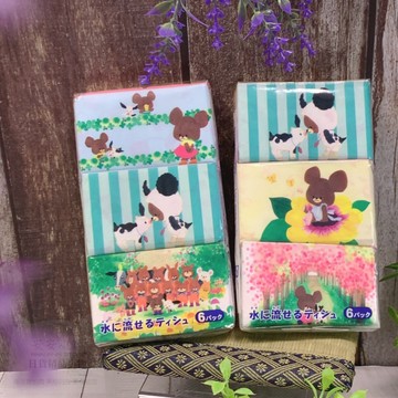 日本進口 W104 小熊學校the bears' school 袖珍面紙6包入 每張面紙上都有くまのがっこう的圖案 傑琪