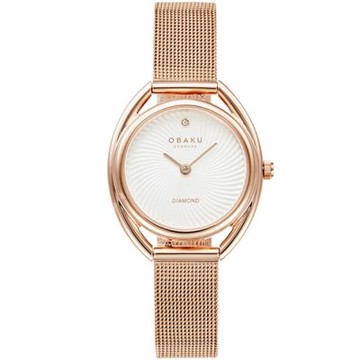 OBAKU 渦旋曲線時尚腕錶-玫瑰金(V286LXVIMV)-28mm