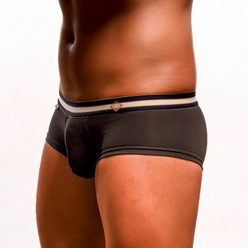 光芒款 中低腰四角褲 - 耀黑色