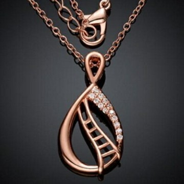 現貨+預購 玫瑰金項鍊純銀鑲鑽吊墜-精緻典雅低調母親節生日情人節禮物女飾品2色73br122【獨家進口】【米蘭精品】