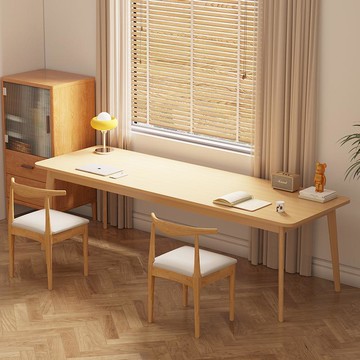 快速出貨 可開發票 雙人書桌長條桌實木腿靠窗靠墻窄桌子工作臺家用臥室辦公桌電腦桌