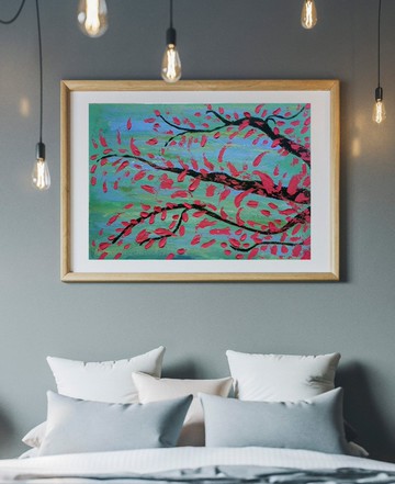 櫻花畫原創藝術櫻花樹花畫亞洲花朵