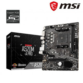 MSI PRO A520M-A PRO 主機板+AMD Ryzen 5-3400G 3.7GHz四核心 處理器