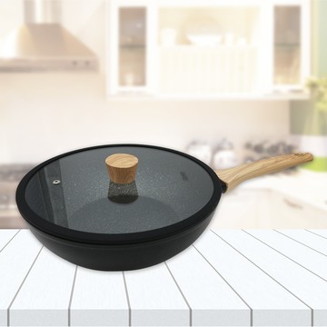 仙德曼火山岩不沾深炒鍋-30cm-附蓋