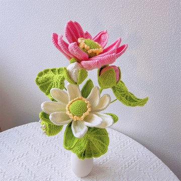 手作鉤織蓮花盛放禪意永生花系列