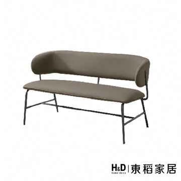 【東稻家居】駝色皮鐵架雙人椅【TKHT-07058】