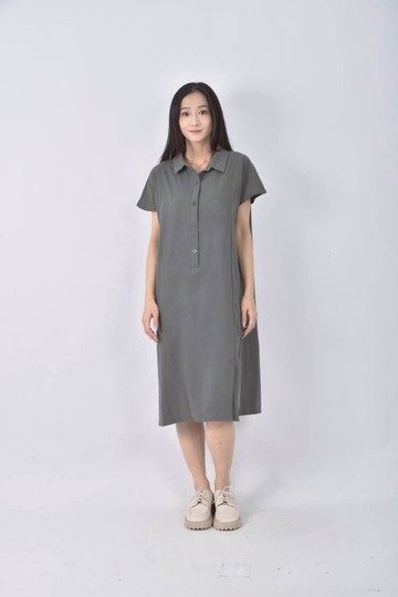 (L) ob style素面綠色洋裝