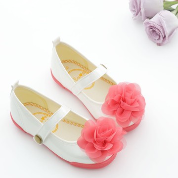 Blair珍珠白珊瑚紅花娃娃鞋-(特價商品 僅接受退貨)