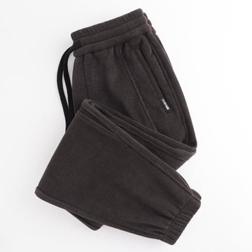 500g燈芯絨重磅咖啡色褲子男秋冬加絨加厚休閑運動褲抓絨束腳衛褲