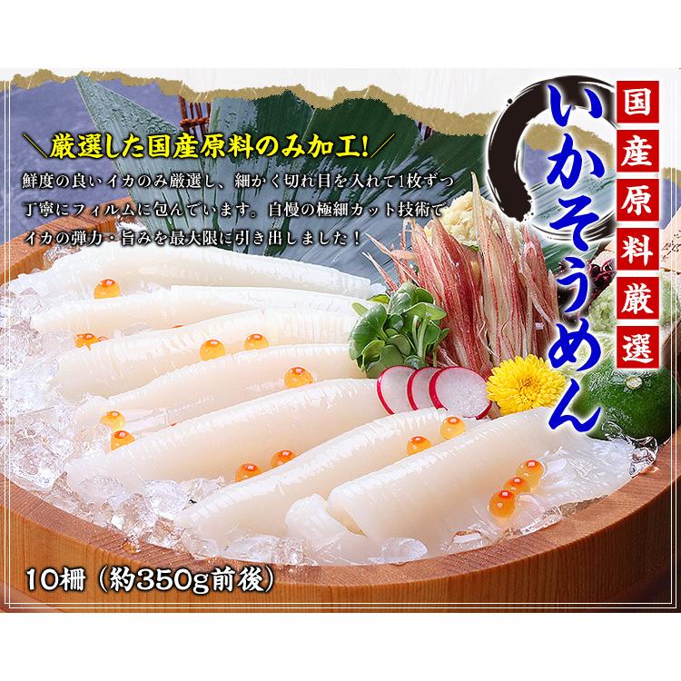 国産スルメイカ使用！ 極細いかそうめん10柵（約350g前後） 刺身 寿司 烏賊 FF