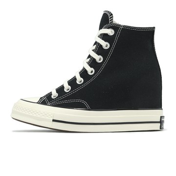 Converse 休閒鞋 Chuck 70 Wedge HI 女鞋 黑白 1970 復古 奶油底 增高鞋墊 帆布鞋 A12563C