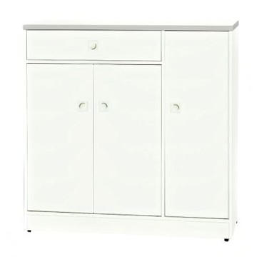 文創集-南亞塑鋼  川崎  南亞塑鋼3.5尺三開門單抽鞋櫃-104.2x34.3x103.5cm免組