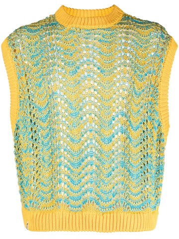 Bonsai - open-knit cotton vest - men - Cotton - XS - Orange
