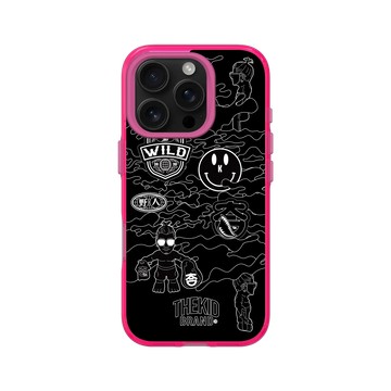 iPhone 16 Pro Clear 粉漾桃 - KID - 黑色線框迷彩