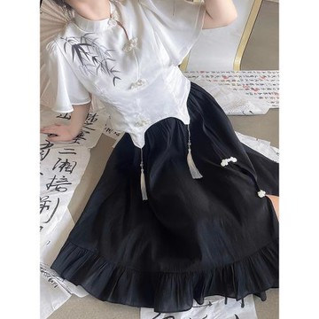 硬糖大碼女裝 原創設計新中式改良旗袍套裝顯瘦收腰中國風連衣裙