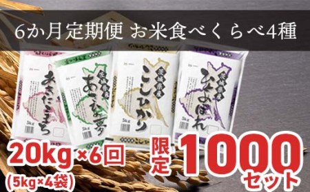 K1959 ＜2024年08月下旬初回発送＞ 定期便 1000セット 限定 お米 4種 食べくらべ 20kg 茨城県産