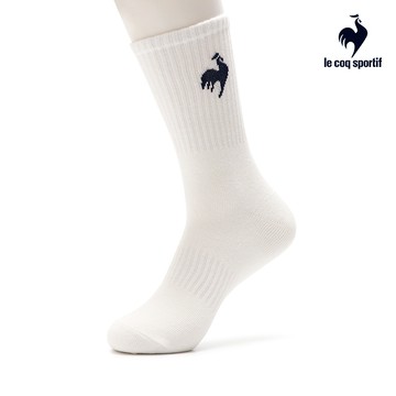 【LE COQ SPORTIF 法國公雞】男女款米白色中筒襪LWW03222