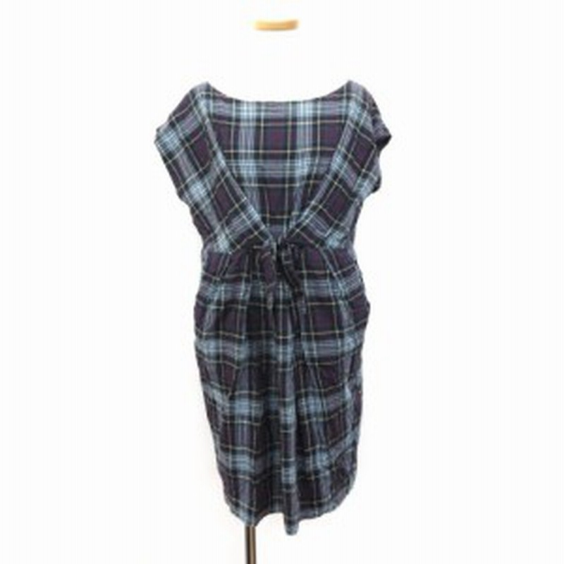 中古 アナトリエ Anatelier ワンピース ミニ 半袖 チェック リボン 36 紫 パープル Ca キ28 1店 Ka0124 レディース 通販 Lineポイント最大6 0 Get Lineショッピング