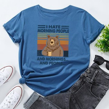 純棉短袖t恤女2025新款Women cotton tshirts休閑狗熊16色碼多5XL
