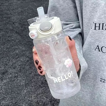 含稅價新款杯子ins高顏值男女學生軍訓簡約水杯吸管式小衆塑料隨手杯