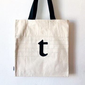 字母縫線單行簿, n至z, 厚帆布布袋, 全人手製Tote Bag