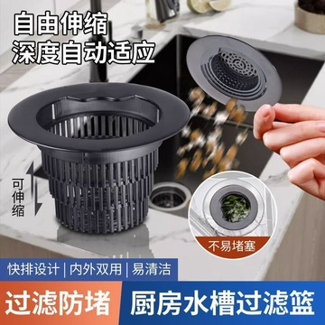臺灣最低🍑防堵慮籃家用伸縮廚房水槽過濾網濾水伸縮摺疊式洗菜盆水池洗碗槽VA