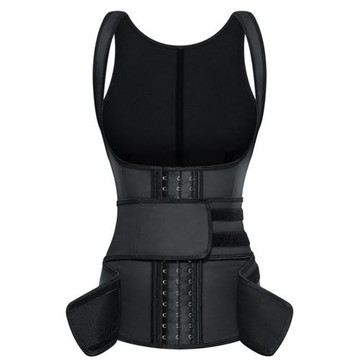 黑色運動乳膠塑身美體身材暴汗收腹帶雙重加固帶托胸束腰背心