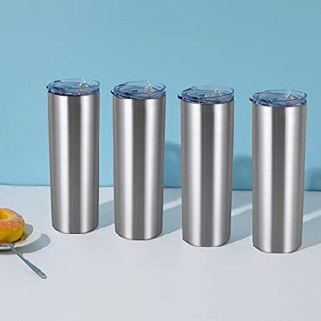 Pack Stainless Steel Skinny Tumblers, Insulated Travel Tumblers, 20 Oz Slim Water Tumbler Cup, Double Wall Insulated Tumbler with Lid and 並行輸入品