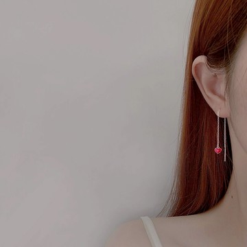 愛心耳線女925純銀年新款潮長款流蘇耳環防堵耳釘耳飾