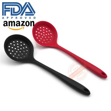 亞馬遜 食品級硅膠漏勺 耐高溫爪籬 不粘鍋專用撈籬 油炸餃子勺