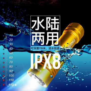 MIKOZE潛水手電筒Q630強光戶外照明手電便攜深潛1200流明潛水裝備