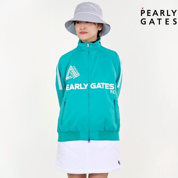 【ṔEARLY GATES】女款綠色高水滴滾動耐久防水高保溫靈活適合高爾夫PG LOGO前拉鍊 JLU60008