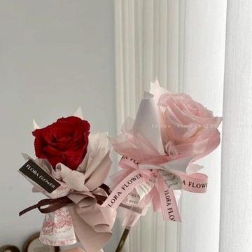 【Flora Flower】芙蘿拉單支永生玫瑰 - 紅粉色