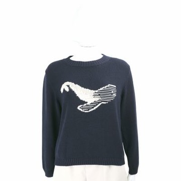 Max Mara-WEEKEND NESPOLA 鯨魚圖樣深藍棉質混紡長袖針織上衣