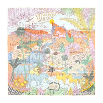 Hermes 愛馬仕 Le Carnaval des Animaux 90 動物嘉年華真絲方巾(水青/綠/黃)