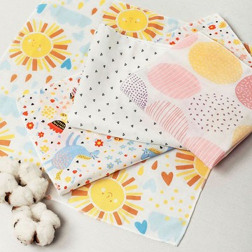 【手帕福袋】15條入+布提袋-純棉紗布巾l方巾l擦手巾l口水巾l毛巾